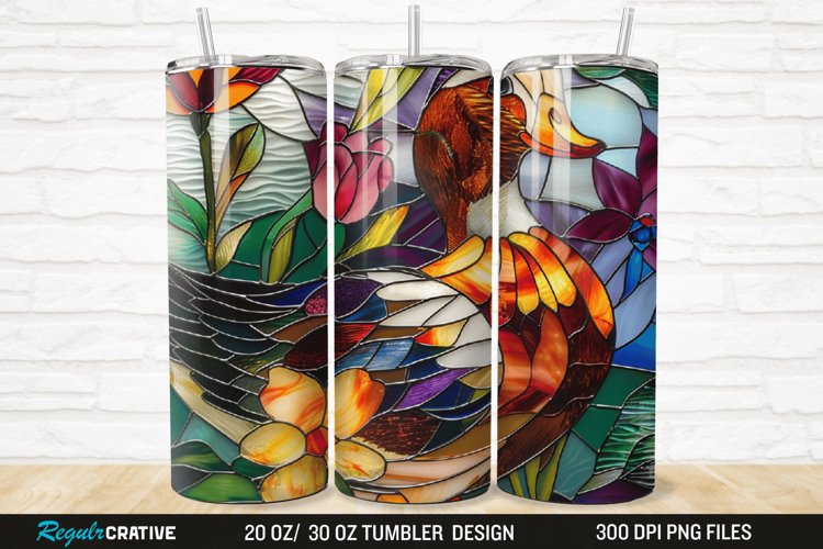 Stained Glass 3D Duck Floral 20/30oz Skinny Tumbler