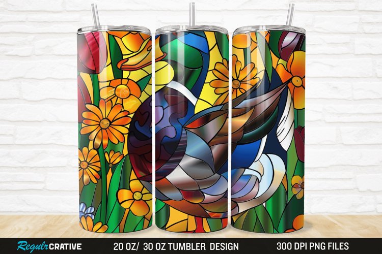Stained Glass 3D Duck Floral 20/30oz Skinny Tumbler