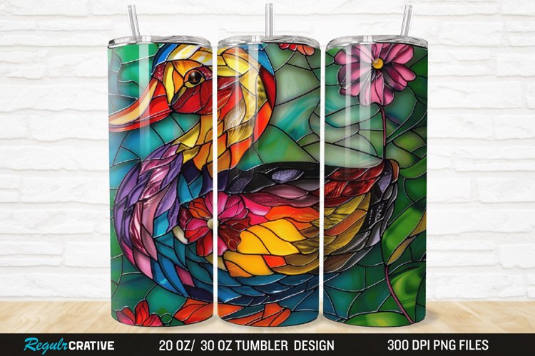 Stained Glass 3D Duck Floral 20/30oz Skinny Tumbler