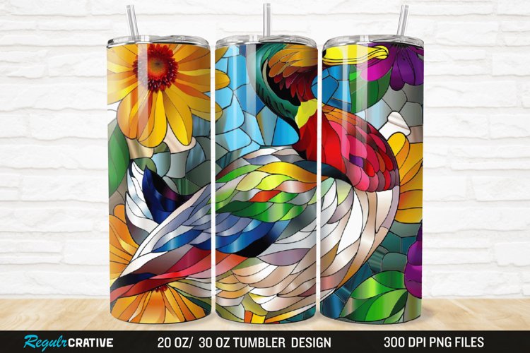Stained Glass 3D Duck Floral 20/30oz Skinny Tumbler