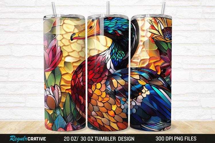 Stained Glass 3D Duck Floral 20/30oz Skinny Tumbler
