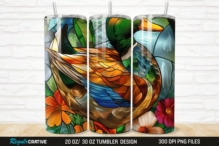 Stained Glass 3D Duck Floral 20/30oz Skinny Tumbler