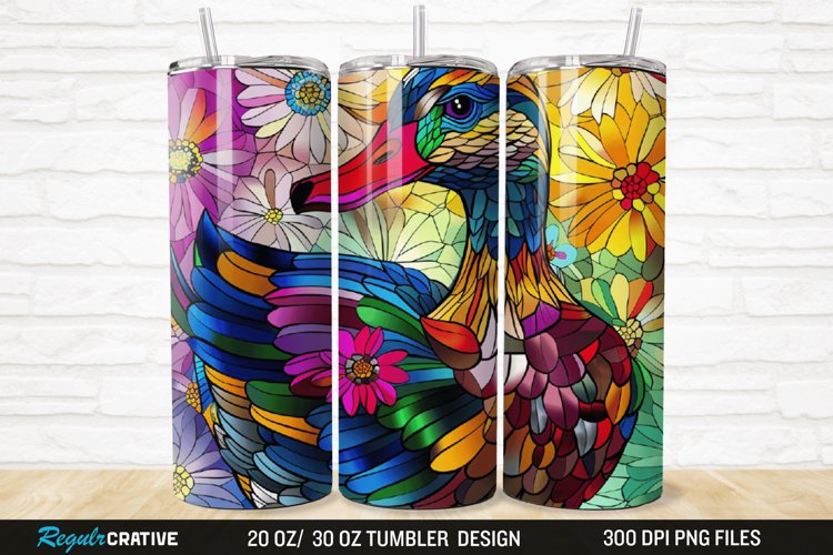 Stained Glass 3D Duck Floral 20/30oz Skinny Tumbler