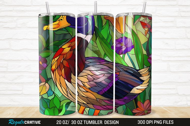 Stained Glass 3D Duck Floral 20/30oz Skinny Tumbler