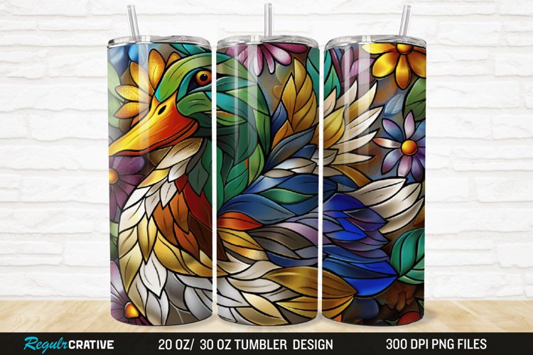 Stained Glass 3D Duck Floral 20/30oz Skinny Tumbler