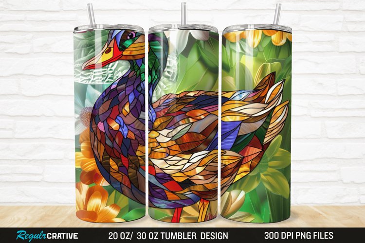 Stained Glass 3D Duck Floral 20/30oz Skinny Tumbler