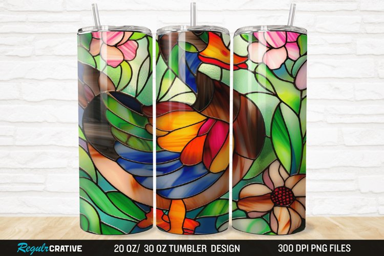 Stained Glass 3D Duck Floral 20/30oz Skinny Tumbler