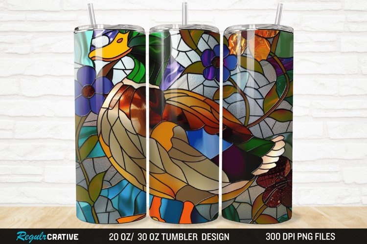 Stained Glass 3D Duck Floral 20/30oz Skinny Tumbler