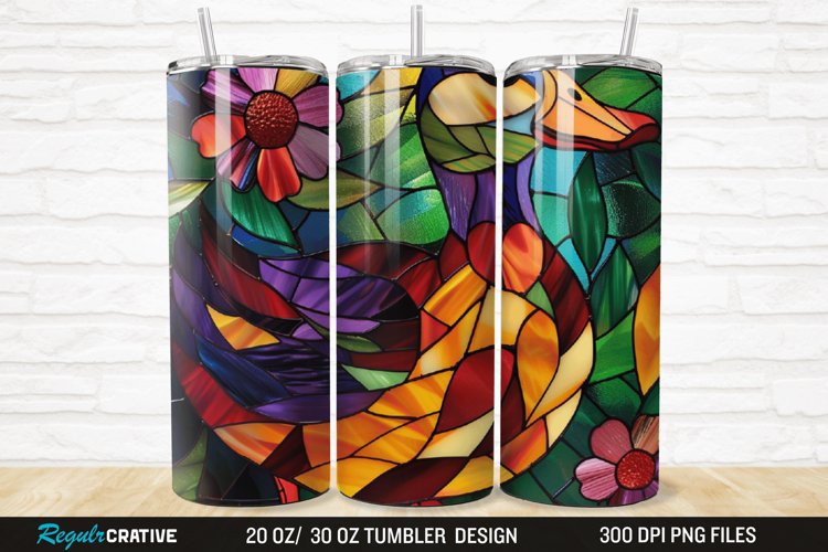 Stained Glass 3D Duck Floral 20/30oz Skinny Tumbler