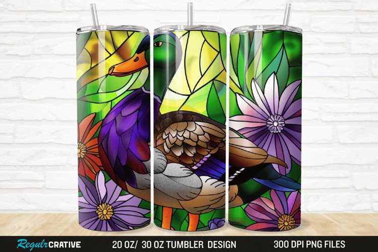 Stained Glass 3D Duck Floral 20/30oz Skinny Tumbler