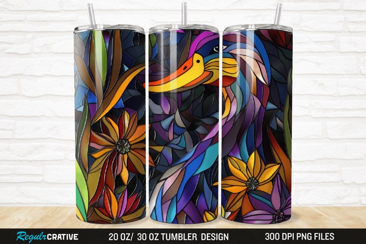 Stained Glass 3D Duck Floral 20/30oz Skinny Tumbler