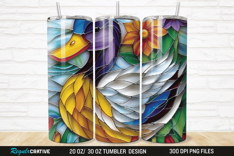 Stained Glass 3D Duck Floral 20/30oz Skinny Tumbler