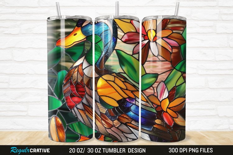 Stained Glass 3D Duck Floral 20/30oz Skinny Tumbler