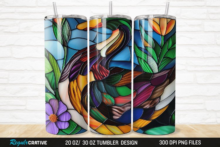 Stained Glass 3D Duck Floral 20/30oz Skinny Tumbler