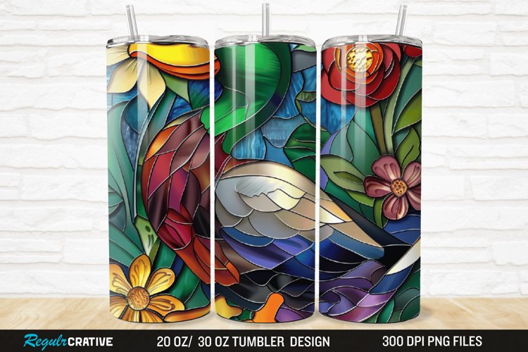 Stained Glass 3D Duck Floral 20/30oz Skinny Tumbler