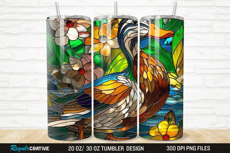Stained Glass 3D Duck Floral 20/30oz Skinny Tumbler