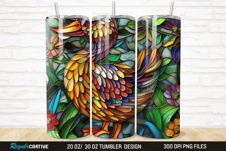 Stained Glass 3D Duck Floral 20/30oz Skinny Tumbler