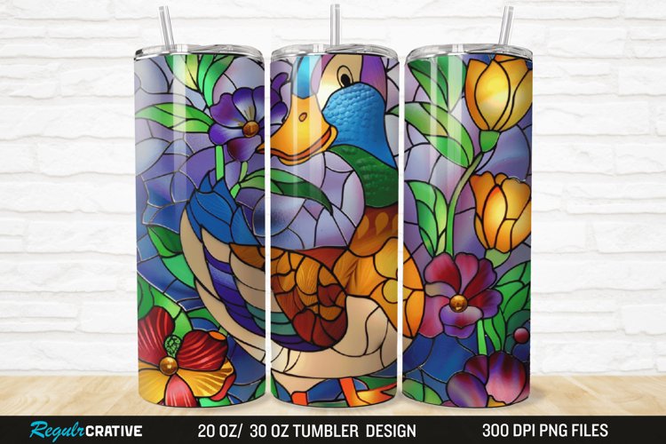 Stained Glass 3D Duck Floral 20/30oz Skinny Tumbler