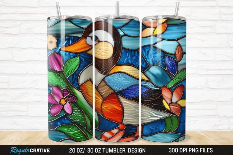 Stained Glass 3D Duck Floral 20/30oz Skinny Tumbler