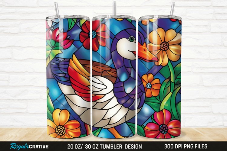 Stained Glass 3D Duck Floral 20/30oz Skinny Tumbler
