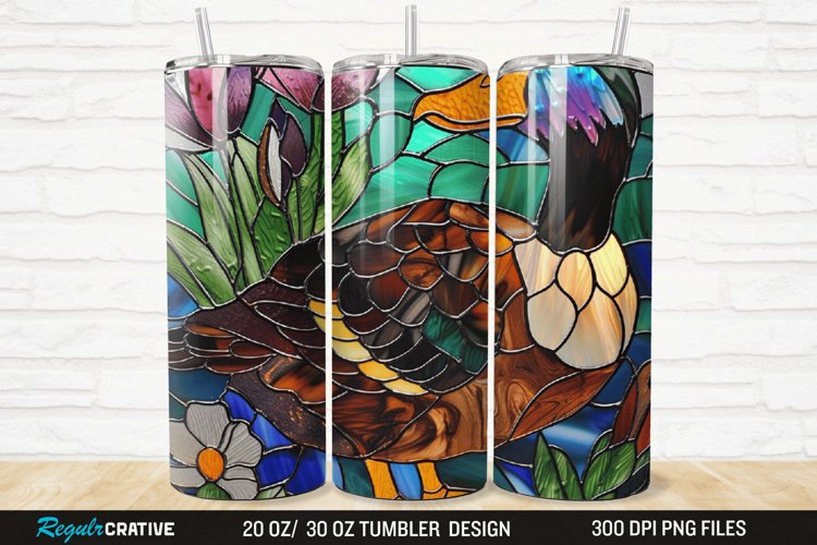 Stained Glass 3D Duck Floral 20/30oz Skinny Tumbler