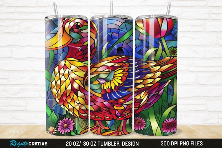 Stained Glass 3D Duck Floral 20/30oz Skinny Tumbler