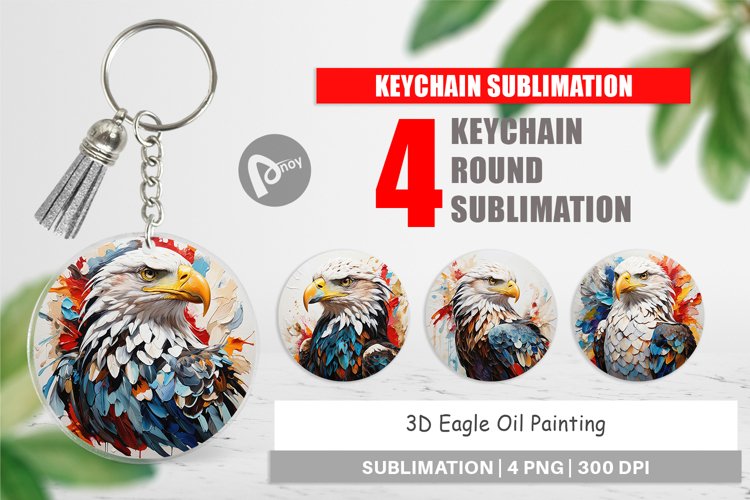Keychain 3D Eagle Painting