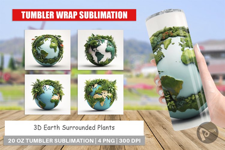 Tumbler Wrap 3D Earth Surrounded Plants
