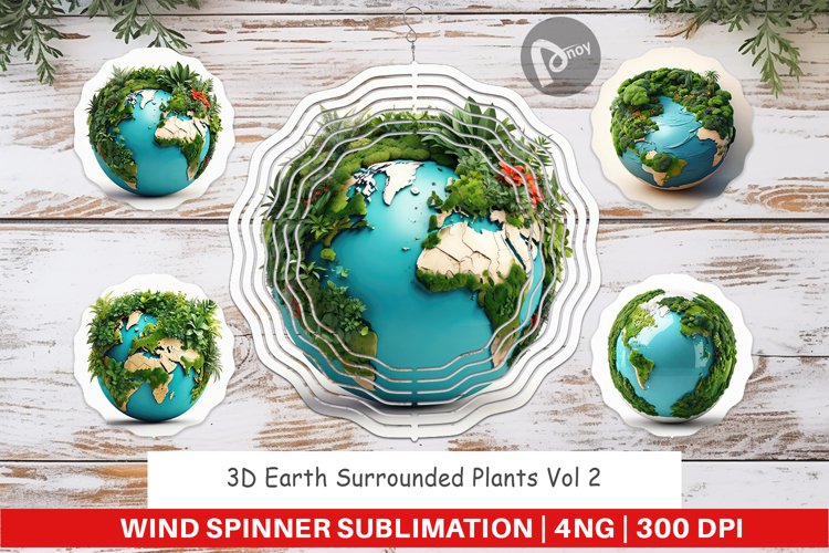 Wind Spinner 3D Earth Surrounded Plants