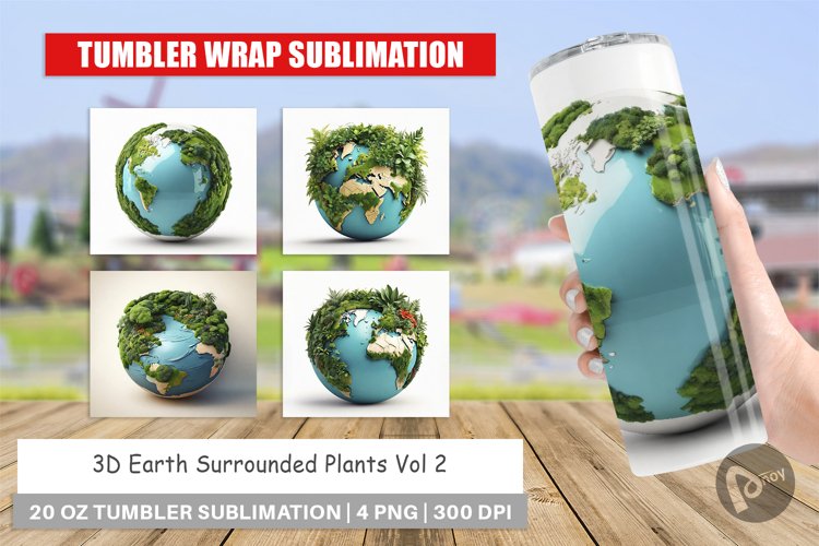 Tumbler Wrap 3D Earth Surrounded Plants