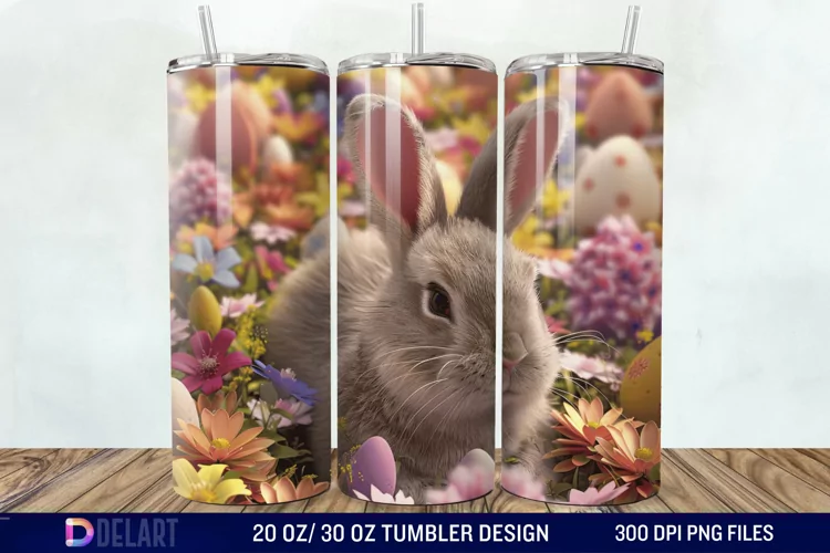 3D Easter Bunny Tumbler Wrap