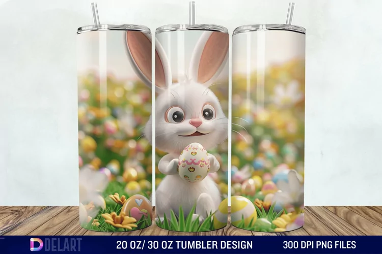 3D Easter Bunny Tumbler Wrap