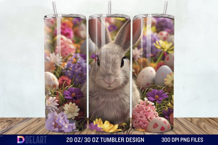 3D Easter Bunny Tumbler Wrap example image 1