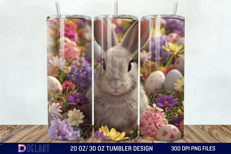 3D Easter Bunny Tumbler Wrap