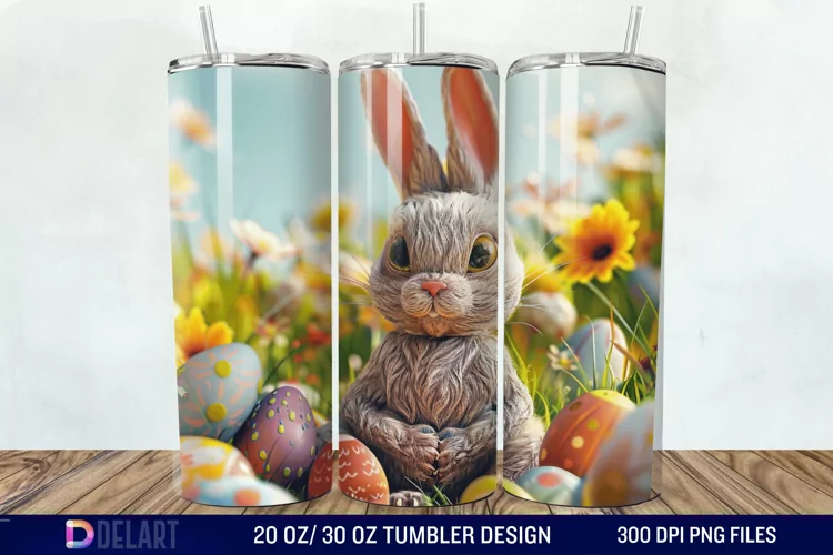 3D Easter Bunny Tumbler Wrap
