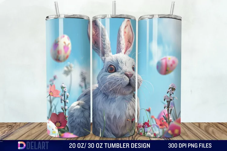 3D Easter Bunny Tumbler Wrap