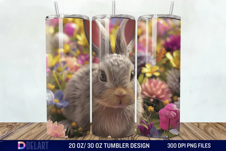 3D Easter Bunny Tumbler Wrap
