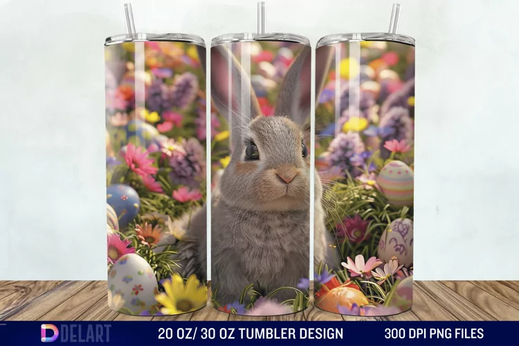3D Easter Bunny Tumbler Wrap