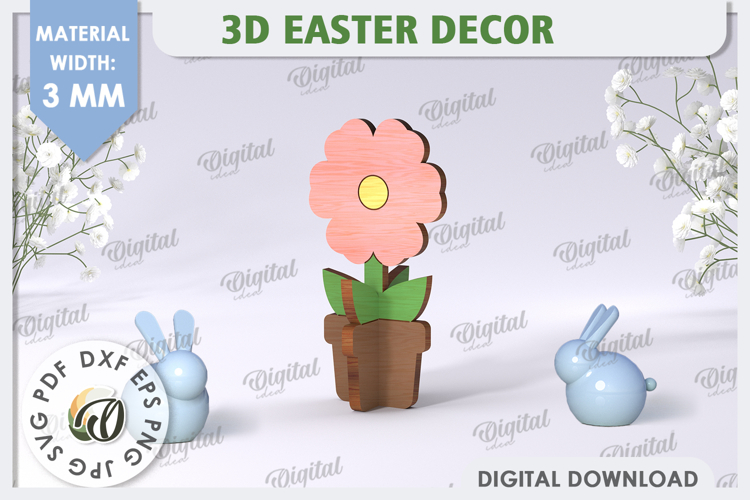 3D Spring Flower Laser Cut. Home Decor. Spring Decor SVG