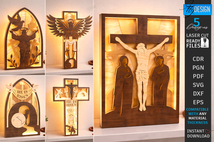 3D Layered Easter Decor Laser Cut Bundle | Night Light SVG