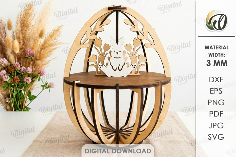3D Easter Egg Laser Cut. Easter Stand Decor SVG