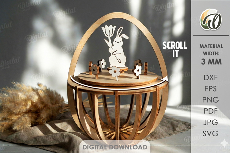 3D Easter Egg Laser Cut. Easter Stand Decor SVG