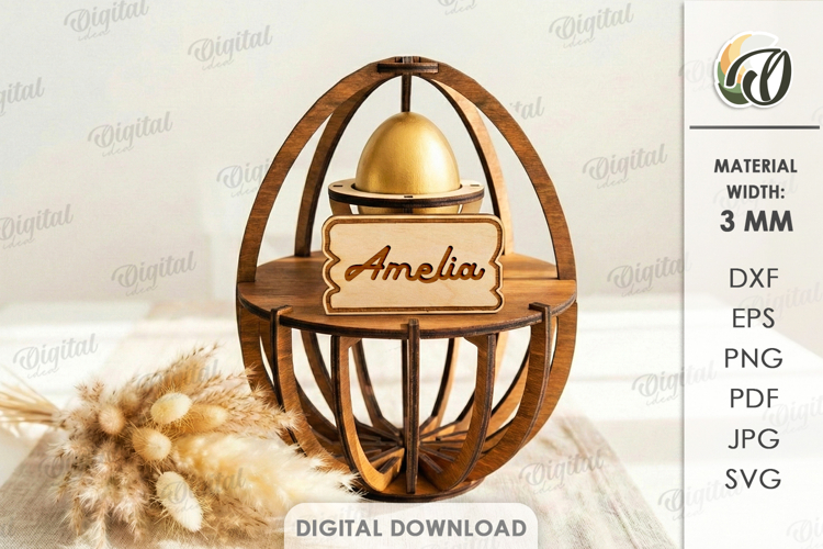 3D Easter Egg Laser Cut. Easter Stand Decor SVG