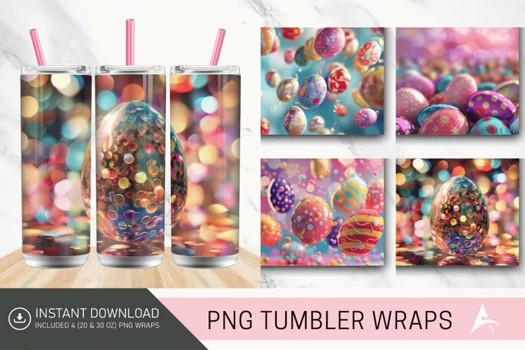 3D Easter Egg Bokeh Tumbler wrap
