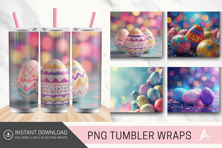 3D Easter Egg Bokeh Tumbler wrap example image 1