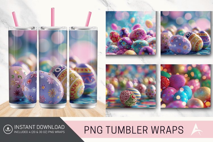3D Easter Egg Bokeh Tumbler wrap example image 1