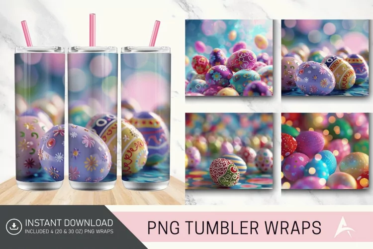 3D Easter Egg Bokeh Tumbler wrap