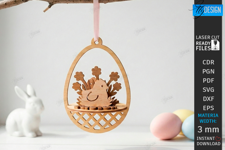 3D Easter Egg Ornament Laser Cut | Layered Easter Decor SVG
