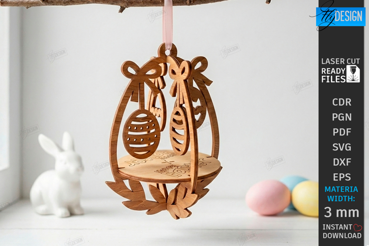 3D Easter Egg Ornament Laser Cut | Layered Easter Decor SVG