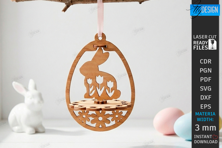 3D Easter Egg Ornament Laser Cut | Layered Easter Decor SVG